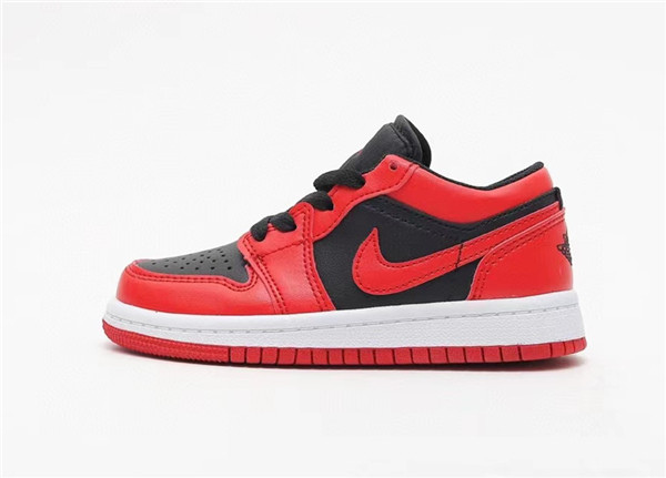 Youth Running Weapon Air Jordan 1 Black/Red Low Top Shoes 086